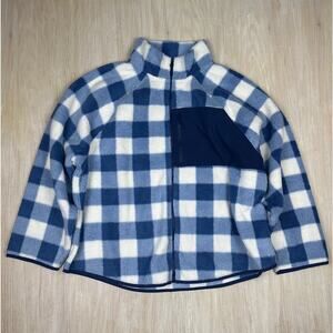 J Crew Blue Buffalo Check Plaid Fleece Woven Sherpa Zip Up Pullover Jacket 2X